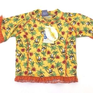 Max Out Girls Yellow Monkey Print RASH GUARD Sz 3T